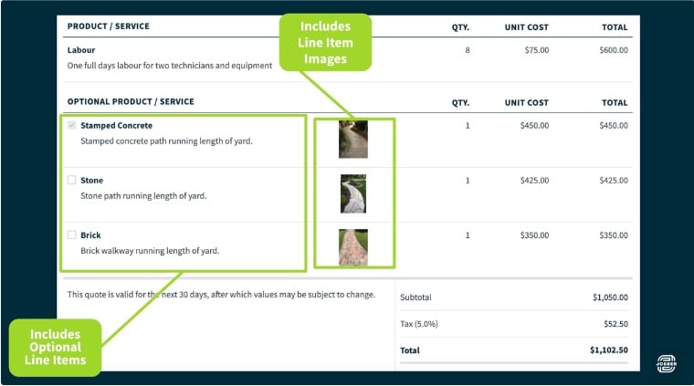 image of landscape quote that includes optional items and images